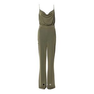 Jason Wu Olive Draped Cowl-Neck Jumpsuit with Spaghetti Straps